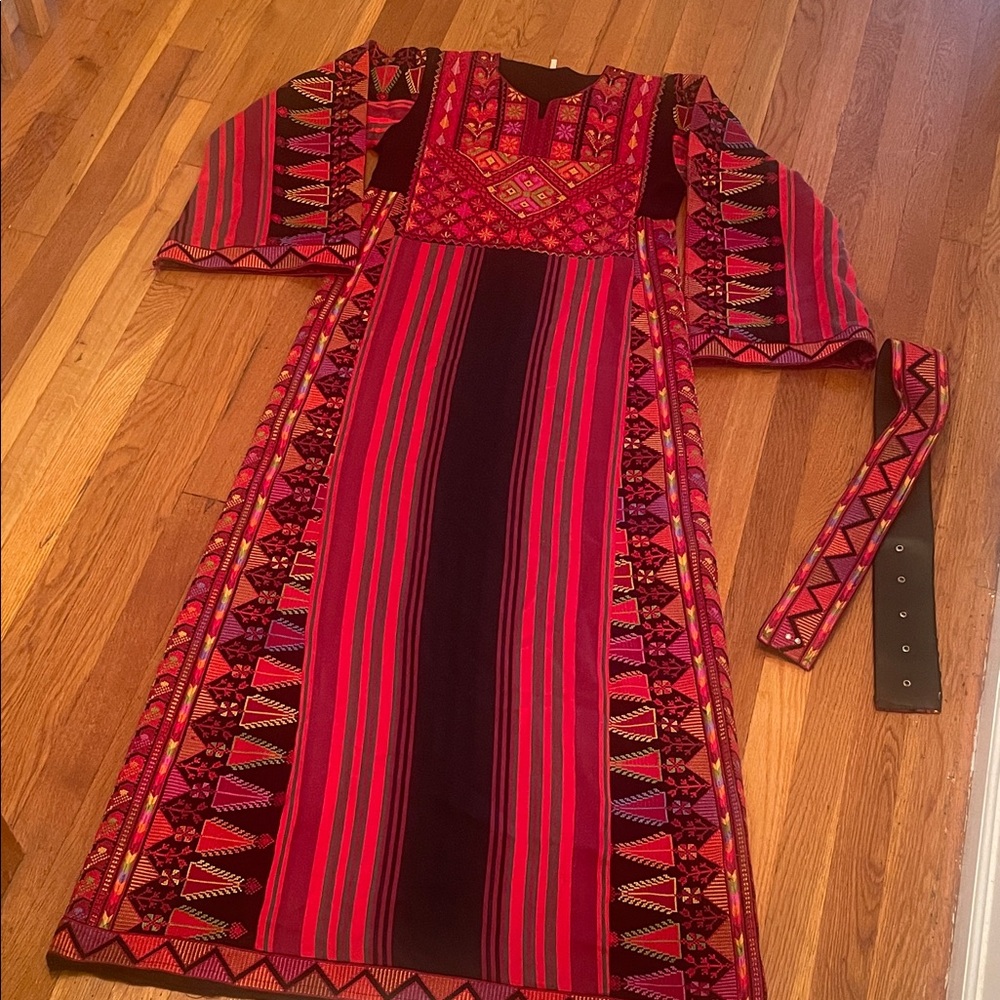 Elegant Red and Black Embroidered Dress